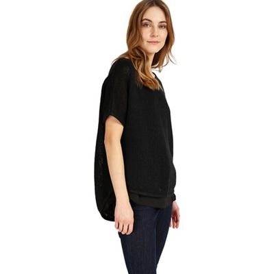Black Macey Tape Yarn Knitted Top